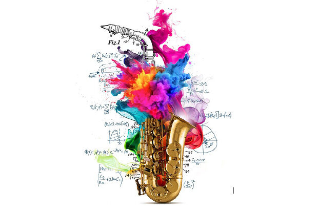 colourful stylised image of saxophone