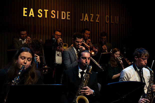 Big band performing in Eastside Jazz Club
