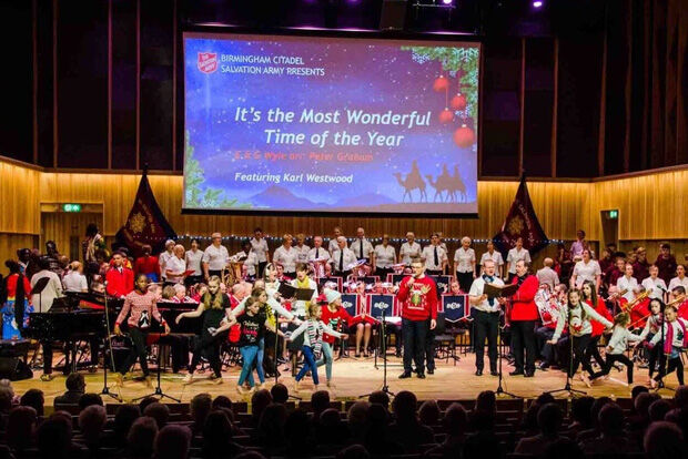 Concert by Salvation Army and children's choir in Bradshaw Hall, Royal Birmingham Conservatoire