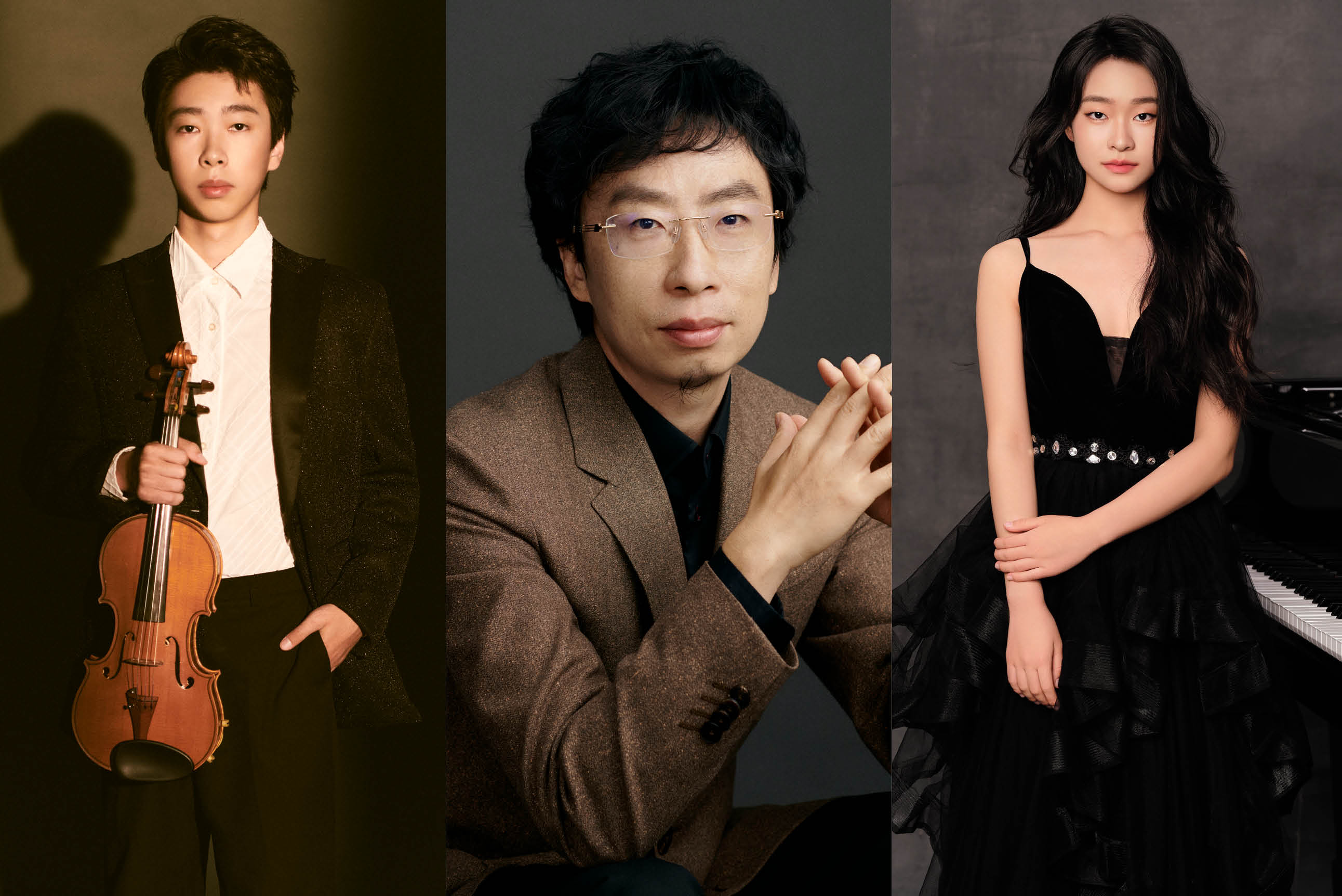 Montage of musicians, Yinbo Wang, Chun Wang and Kechun Wang