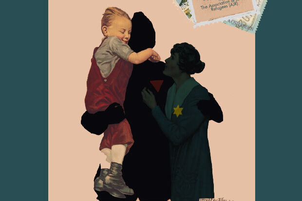 Illustration of Wartime Jewish refugee family