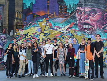 Birmingham City University BA Music Industries students in Digbeth. Image Lyle Bignon for BCU