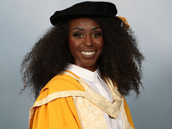 Dr Laura Mvula in hat and gown credit Birmingham City University