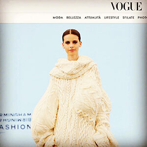 Vogue cover with model wearing knitwear