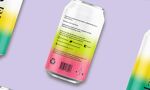 Graphic Design student work - Mantra striped soft drink cans on lilac background