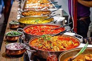 A colourful selection of curries