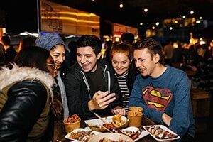 Students enjoy food at Digbeth Dining Club