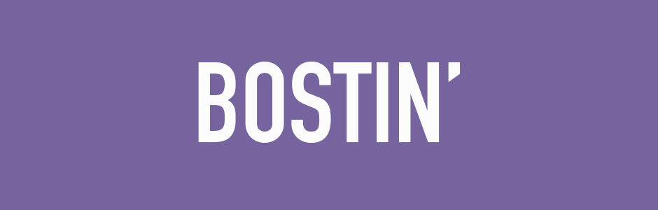 the word bostin on purple background