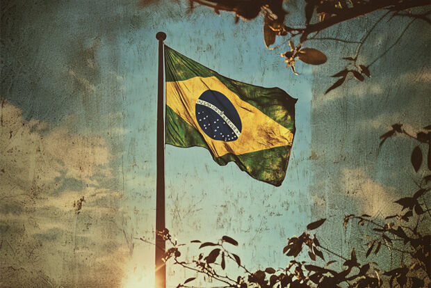 Brazilian flag on flagpole