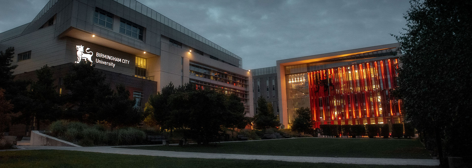 BCU city centre campus in evening