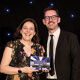 Alumna Carly Palmer with radio presenter Simon Beale at the Music and Drama Education Awards