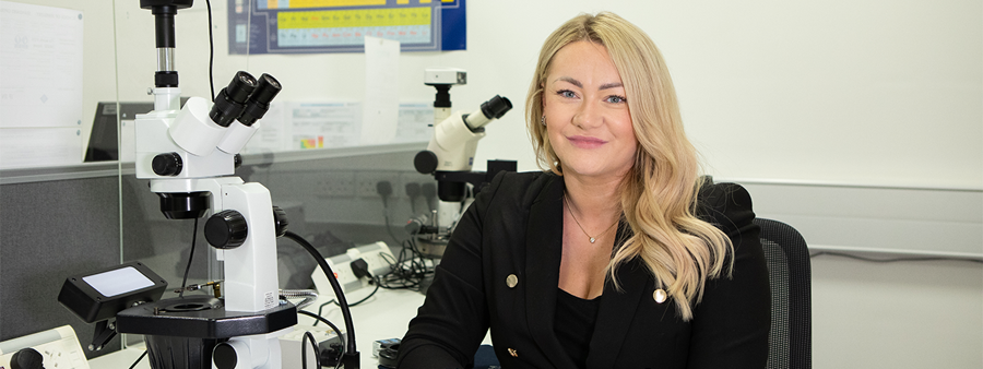 Gemmology and Jewellery Studies student, Charlotte Rose, poses for an I AM BCU photo.