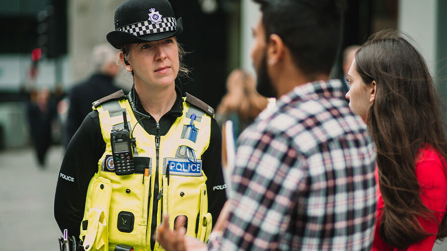 Police talking to public