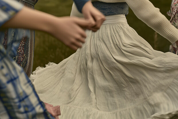 Young people dancing in the countryside