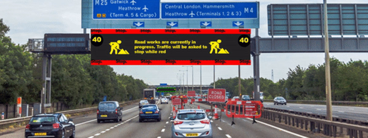 Motorway with electronic signage