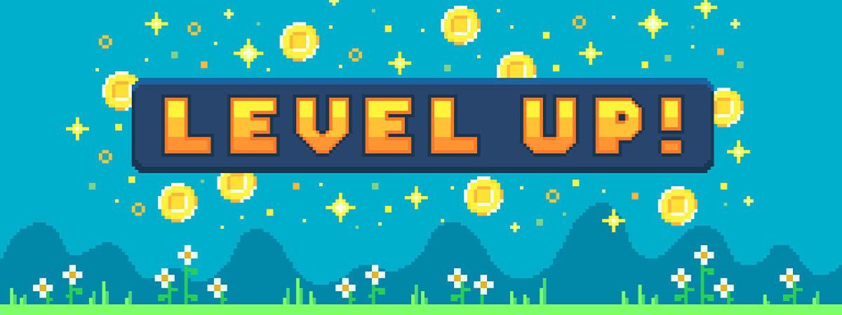 Video game level up screen