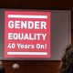 Image of the presentation title screen at the Gender Equality: 40 years on! podcast launch November 2024