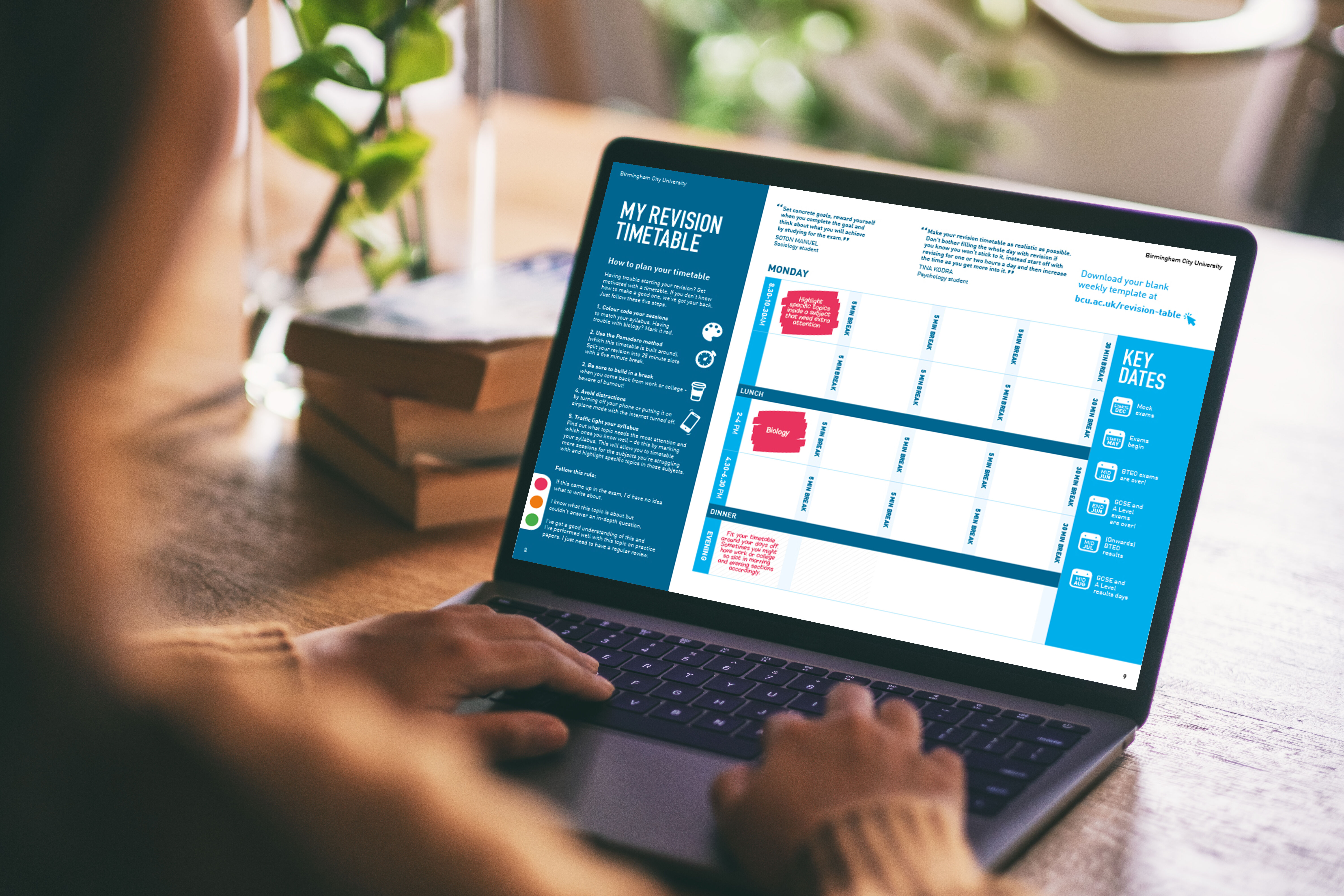 The revision timetable inside the Exams and Revision guide