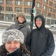 Photo: (l-r) Grace Conner, Nick Manz and Nat Evans in snowy New York