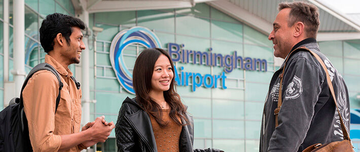 International students arrive at Birmingham airport