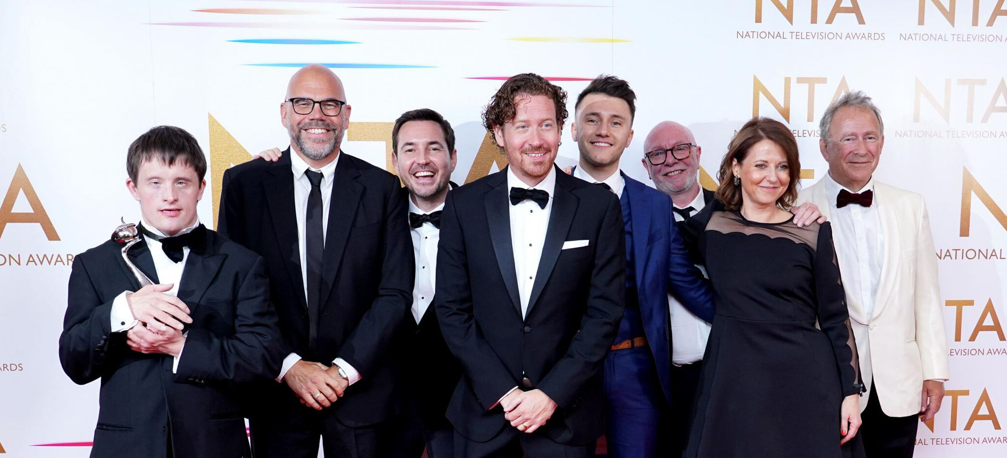 Image of Line of Duty cast and crew on the red carpet at the National TV Awards following their win for the Special Recognition Award
