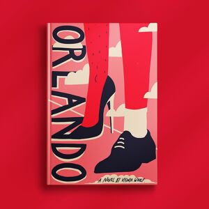 Graphic design student work - cover of Orlando by Virginia Woolf showing two legs on cloud background