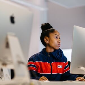 Media student working at a computer
