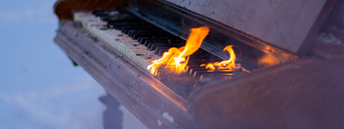A burning piano