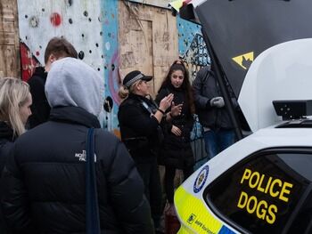 WMP dog handler speaks to students