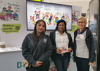 Professor Fiona Cowdell and student ambassadors on the stand at the Rapid Eczema event in New Street Station Sept 2024