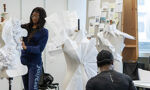 Fashion and Textiles workshop with students working on mannequins