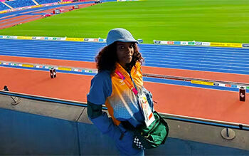 Woman in sportswear at stadium