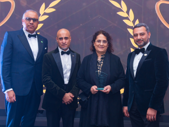 Pictured: Co-founder of Chutney and Chat, alumnus and community ambassador Safaraz Ali, Chair of the Institute of Directors British Asian Business Special Interest Group Abid Khan, Pro Vice-Chancellor Executive Dean Professor Hanifa Shah and Managing Director Awan Real Estate Amer Awan.